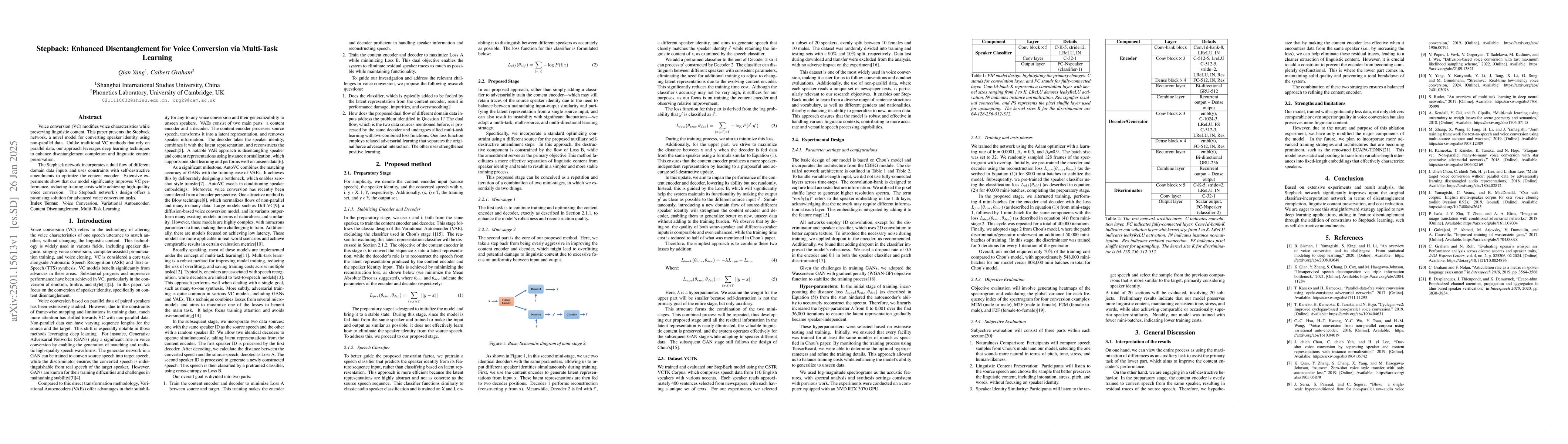 Thumbnail for Stepback: Enhanced Disentanglement for Voice Conversion via Multi-Task
  Learning