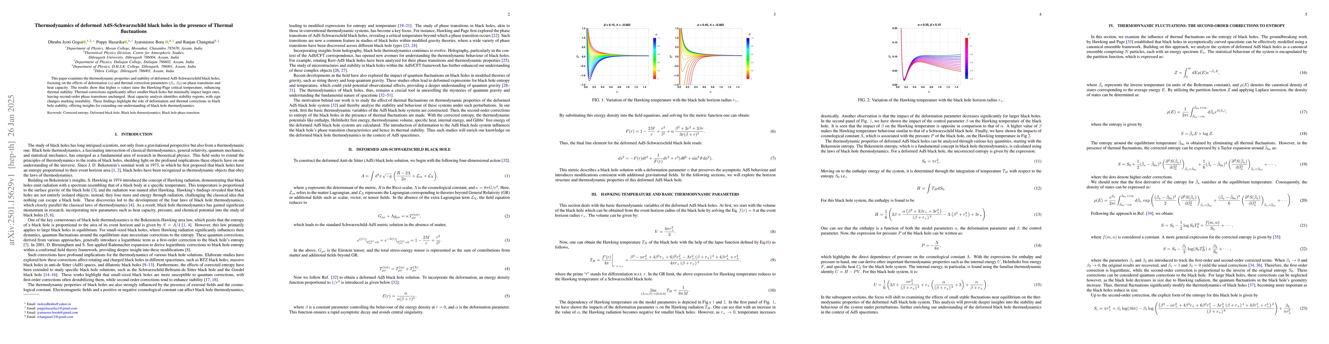 Thumbnail for Thermodynamics of deformed AdS-Schwarzschild black holes in the presence
  of Thermal fluctuations