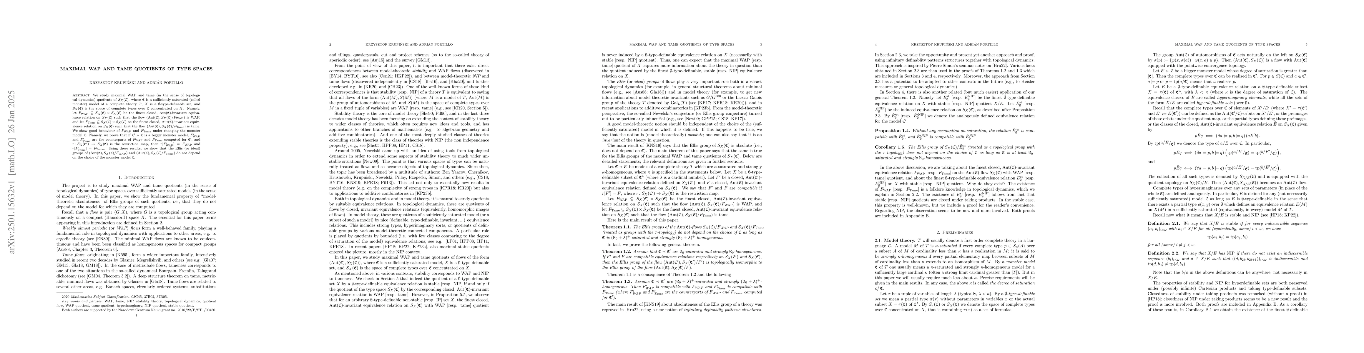 Thumbnail for Maximal WAP and tame quotients of type spaces