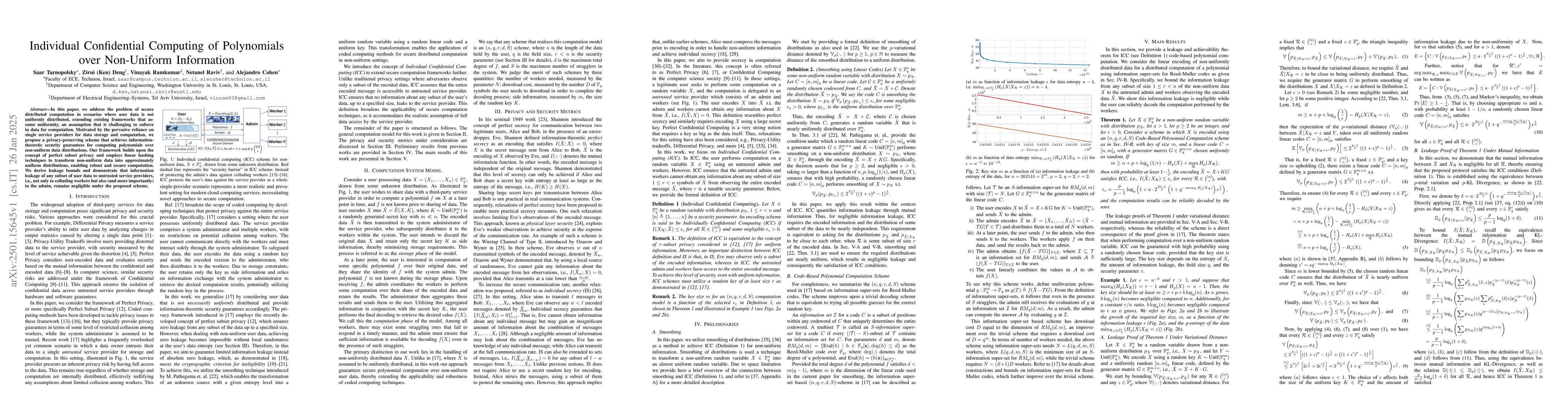 Thumbnail for Individual Confidential Computing of Polynomials over Non-Uniform
  Information