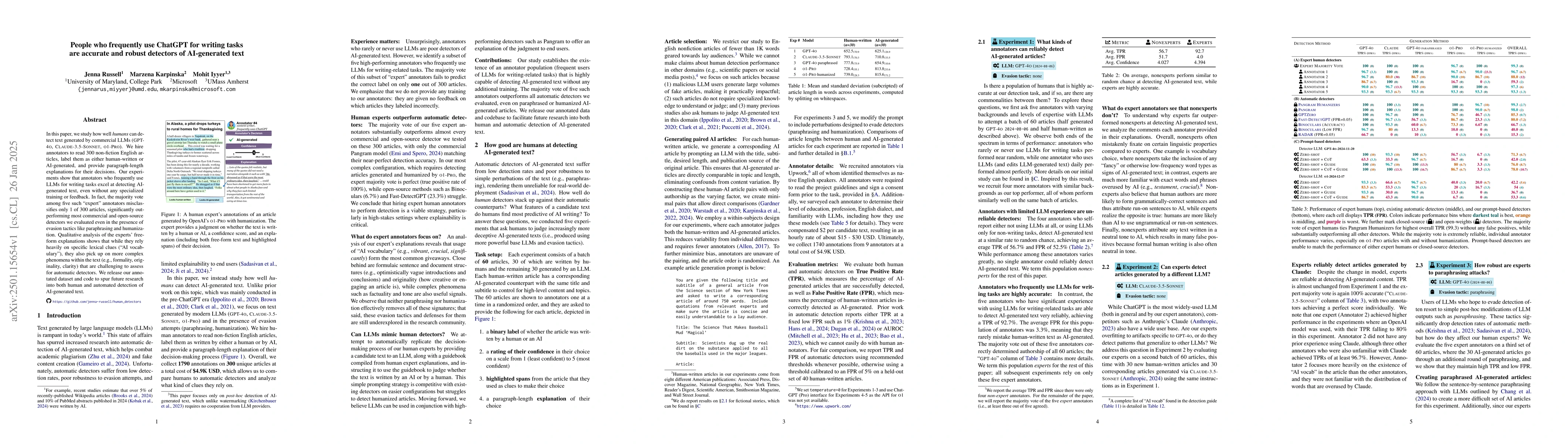 Thumbnail for People who frequently use ChatGPT for writing tasks are accurate and
  robust detectors of AI-generated text