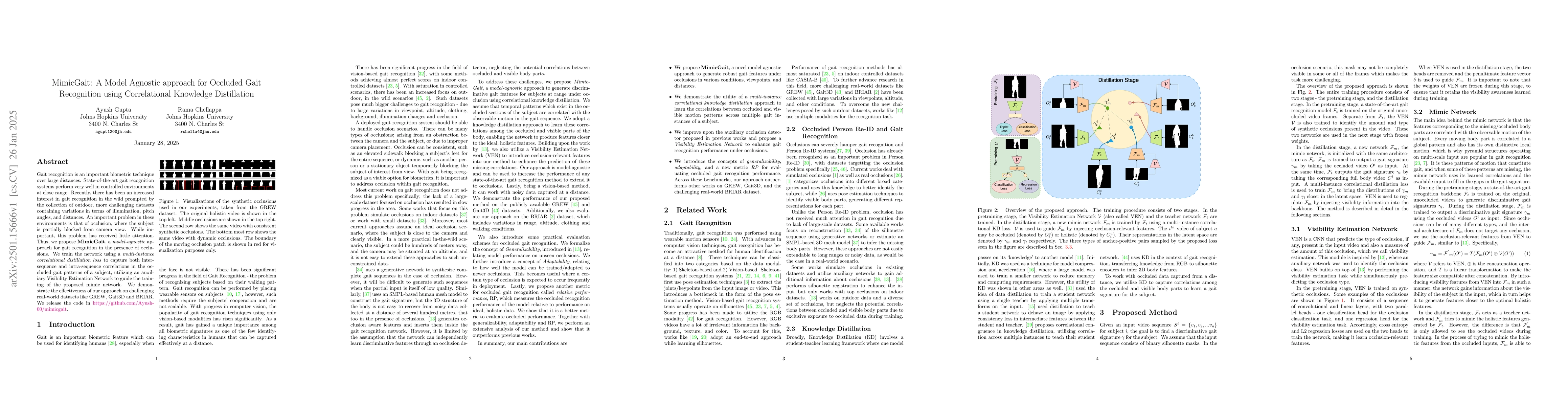 Thumbnail for MimicGait: A Model Agnostic approach for Occluded Gait Recognition using
  Correlational Knowledge Distillation