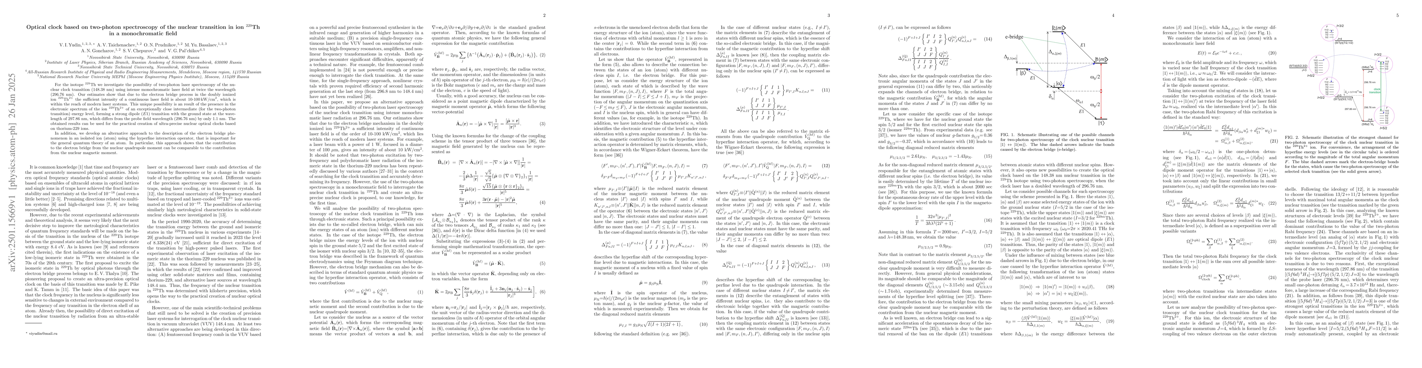 Thumbnail for Optical clock based on two-photon spectroscopy of the nuclear transition
  in ion $^{229}$Th in a monochromatic field