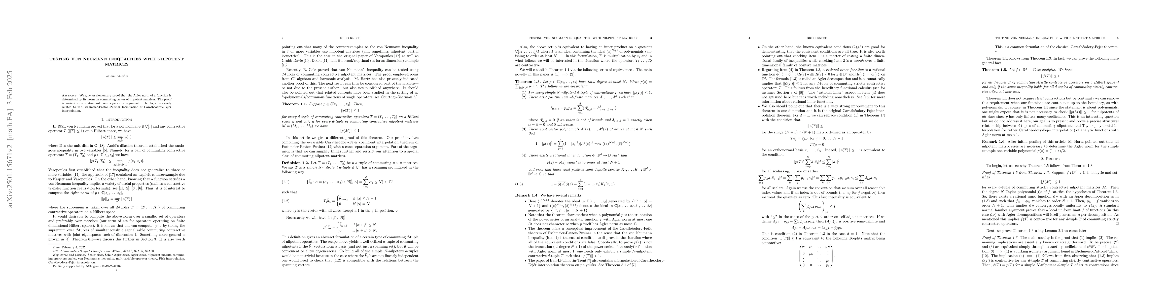Thumbnail for Testing von Neumann inequalities with nilpotent matrices