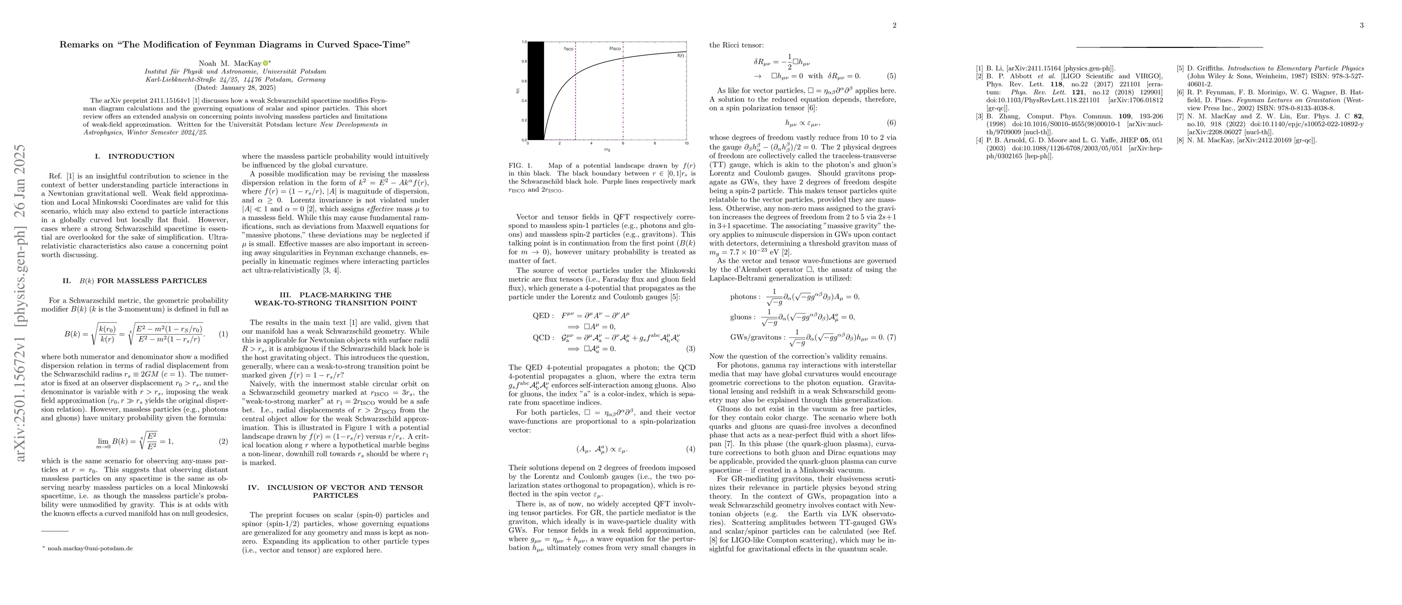 Thumbnail for Remarks on "The Modification of Feynman Diagrams in Curved Space-Time"