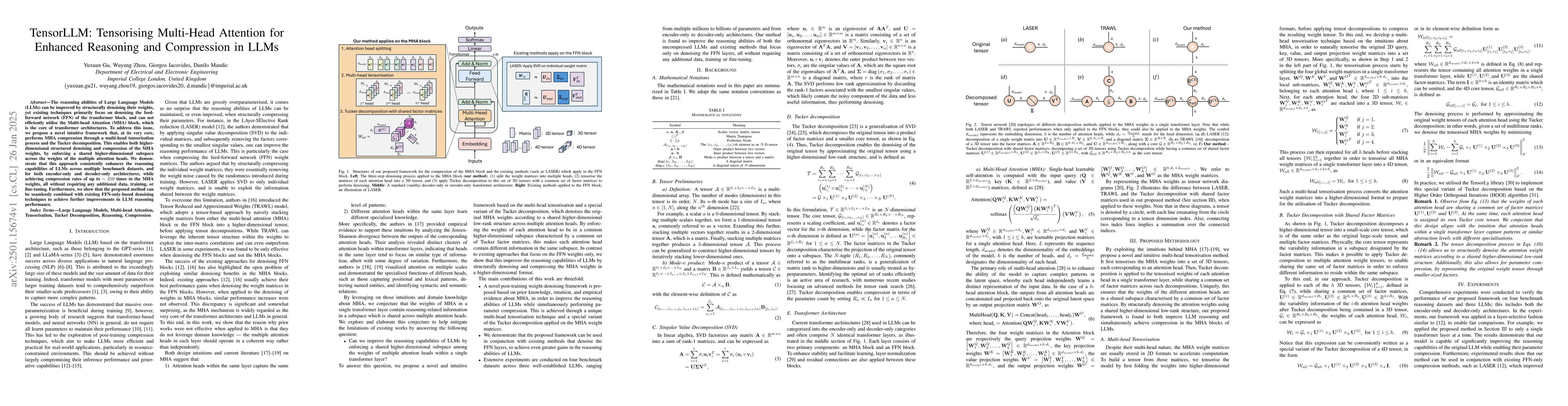Thumbnail for TensorLLM: Tensorising Multi-Head Attention for Enhanced Reasoning and
  Compression in LLMs