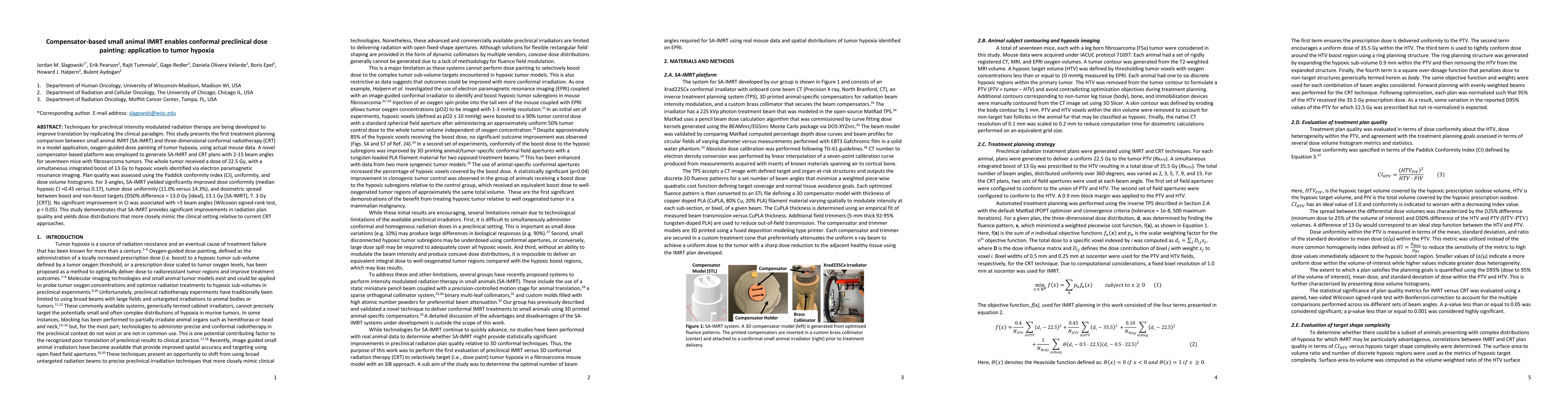 Thumbnail for Compensator-based small animal IMRT enables conformal preclinical dose
  painting: application to tumor hypoxia