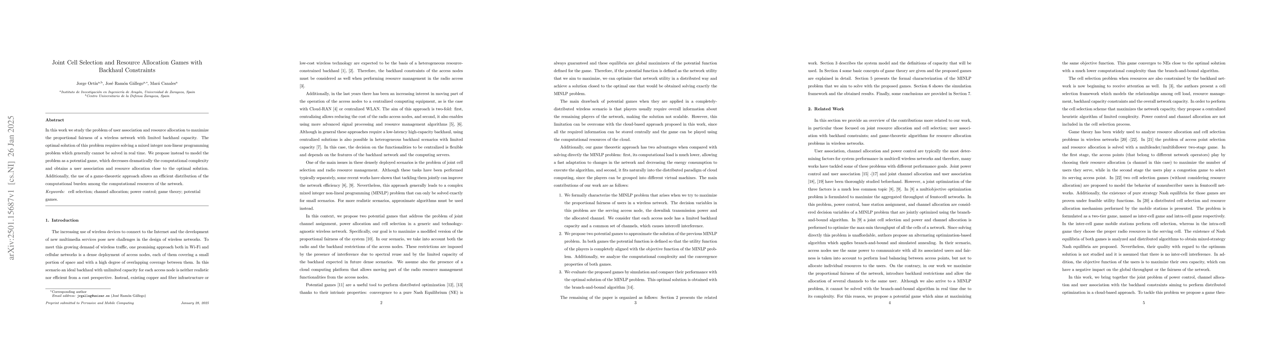 Thumbnail for Joint Cell Selection and Resource Allocation Games with Backhaul
  Constraints