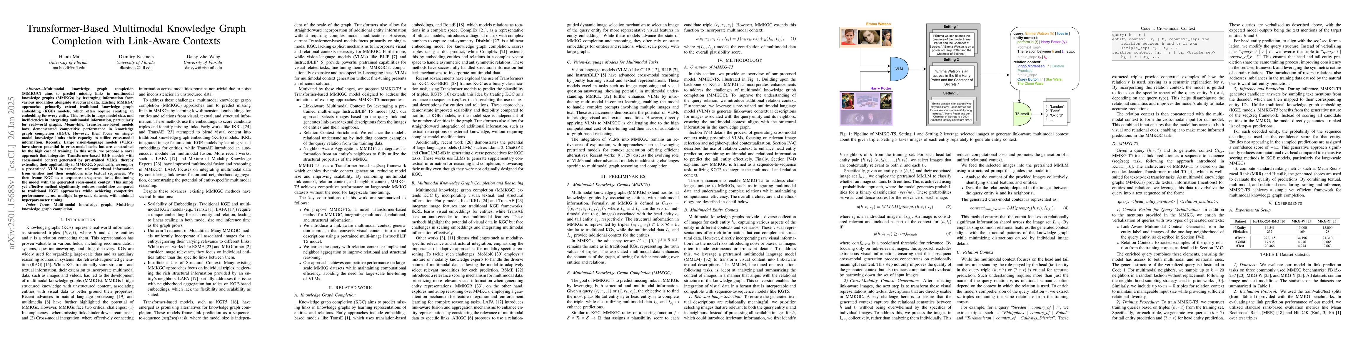 Thumbnail for Transformer-Based Multimodal Knowledge Graph Completion with Link-Aware
  Contexts