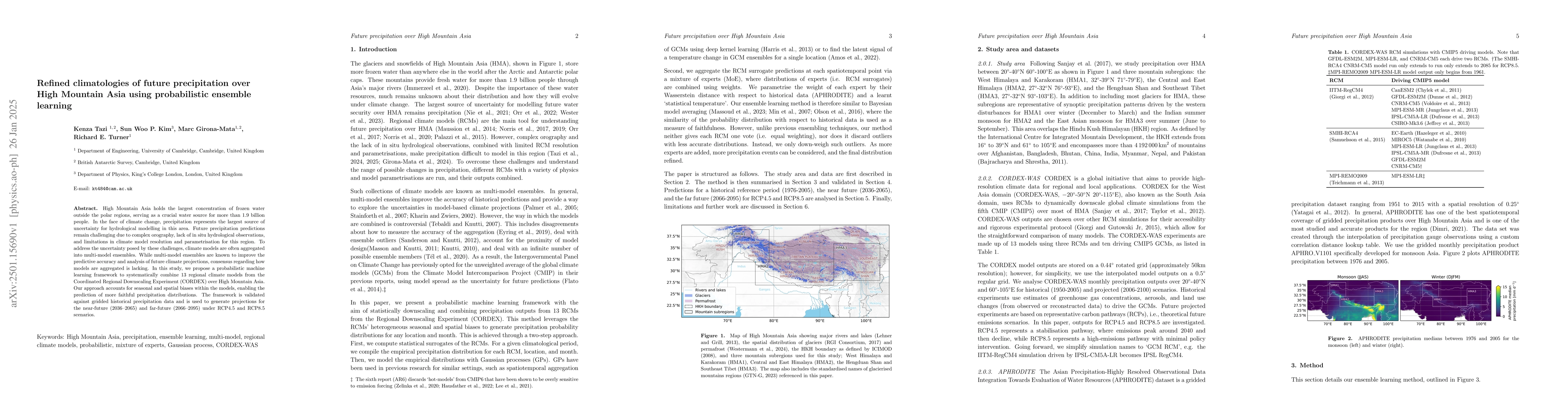 Thumbnail for Refined climatologies of future precipitation over High Mountain Asia
  using probabilistic ensemble learning