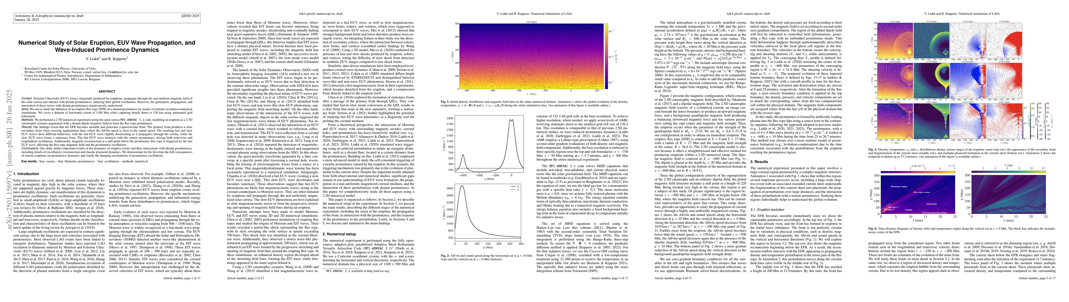 Thumbnail for Numerical Study of Solar Eruption, EUV Wave Propagation, and
  Wave-Induced Prominence Dynamics
