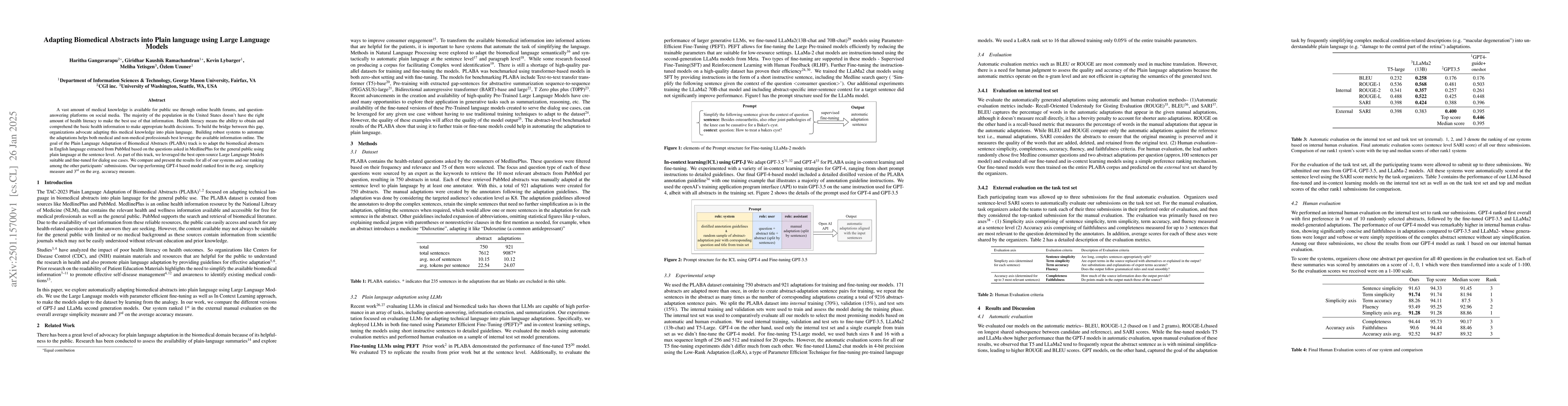 Thumbnail for Adapting Biomedical Abstracts into Plain language using Large Language
  Models