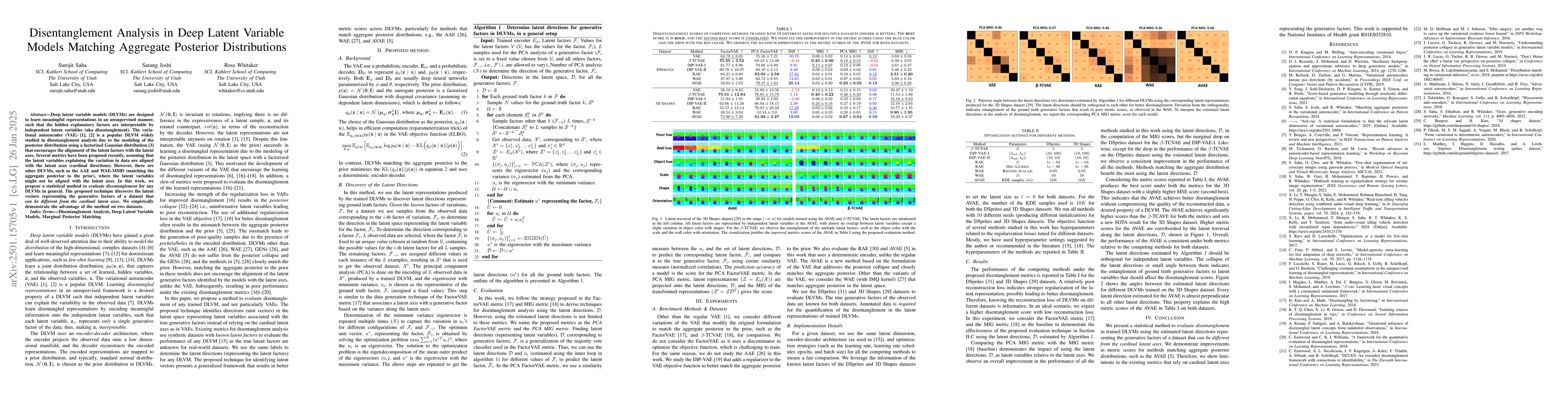 Thumbnail for Disentanglement Analysis in Deep Latent Variable Models Matching
  Aggregate Posterior Distributions