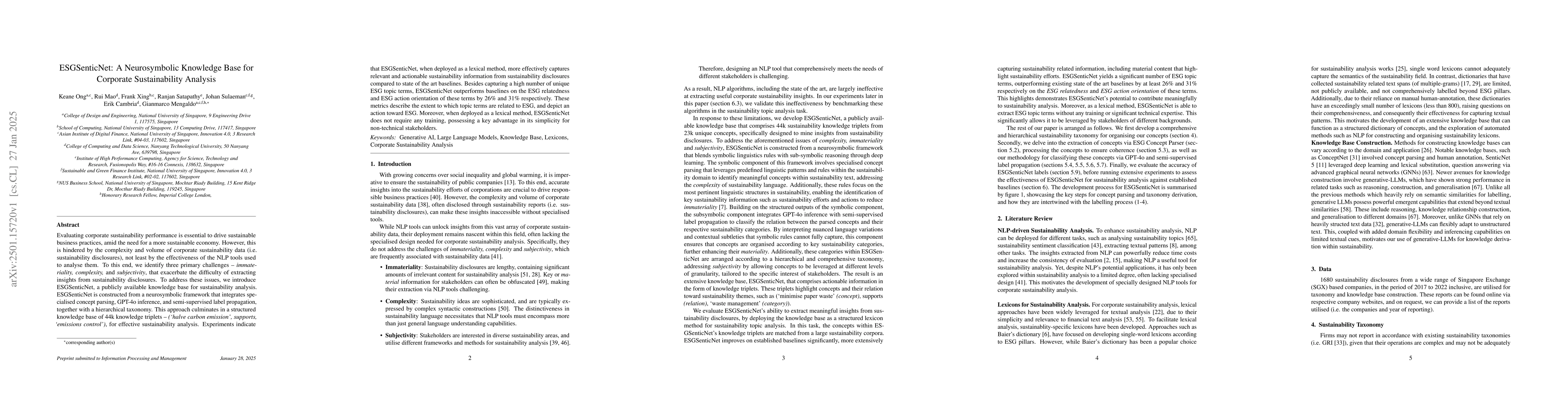 Thumbnail for ESGSenticNet: A Neurosymbolic Knowledge Base for Corporate
  Sustainability Analysis