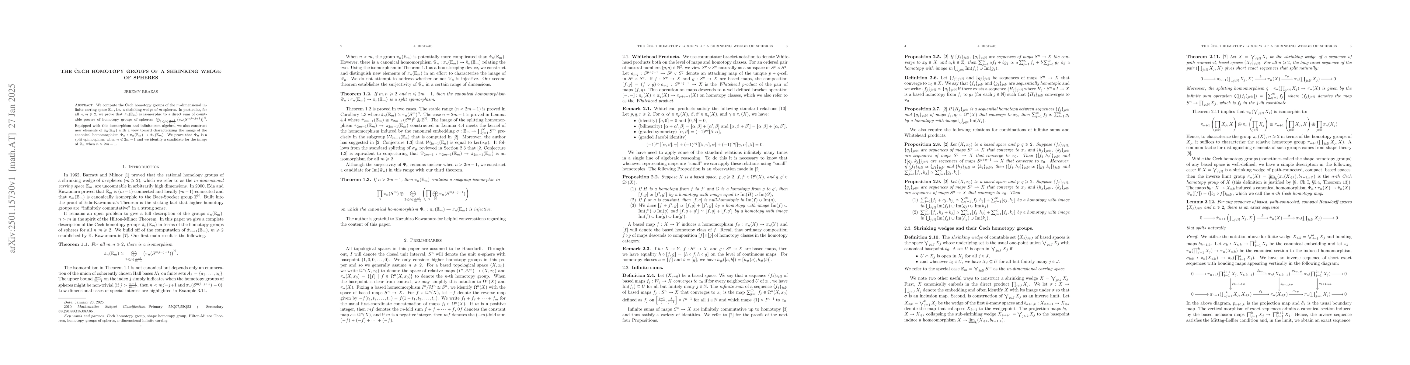 Thumbnail for The Čech homotopy groups of a shrinking wedge of spheres