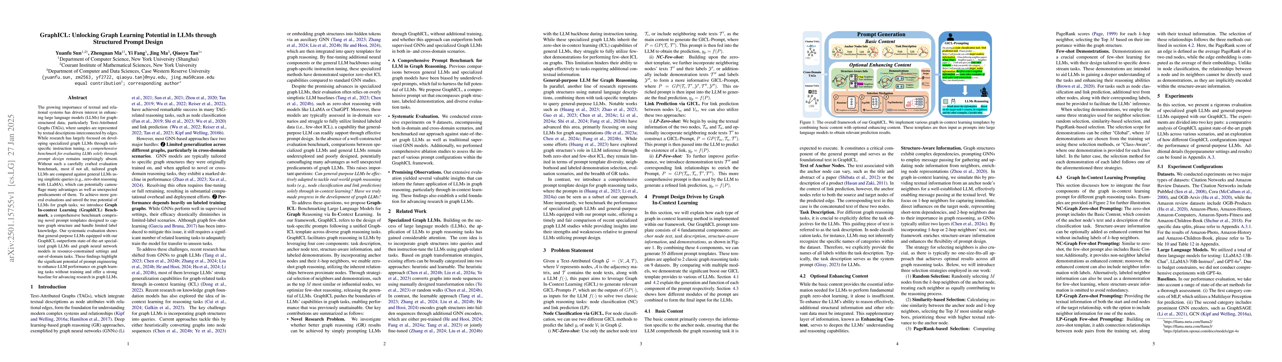 Thumbnail for GraphICL: Unlocking Graph Learning Potential in LLMs through Structured
  Prompt Design