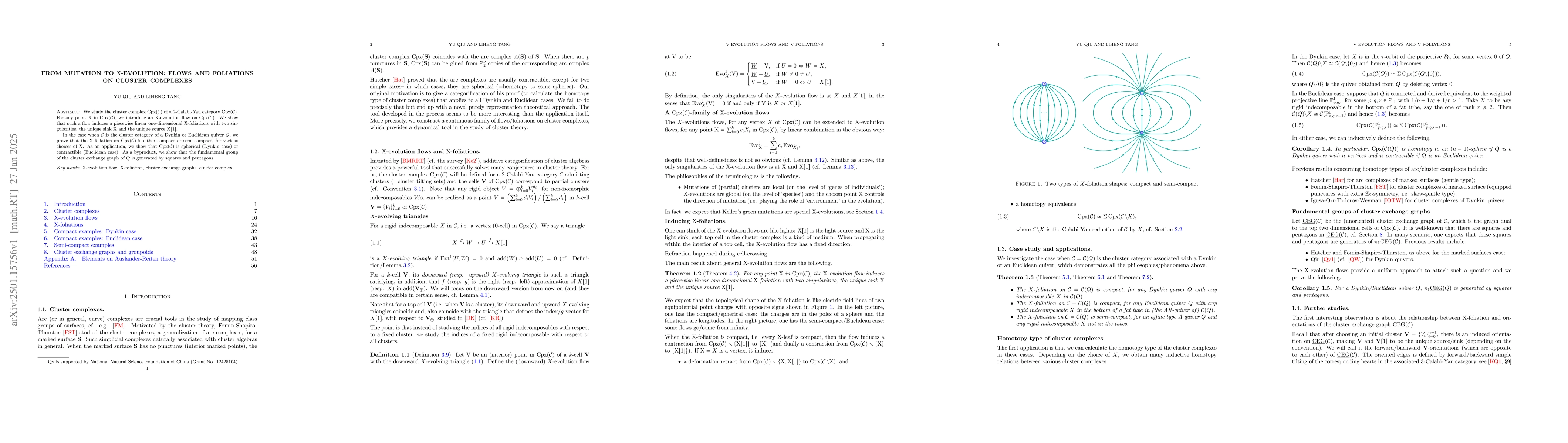 Thumbnail for From mutation to $\mathrm{X}$-evolution: flows and foliations on cluster
  complexes