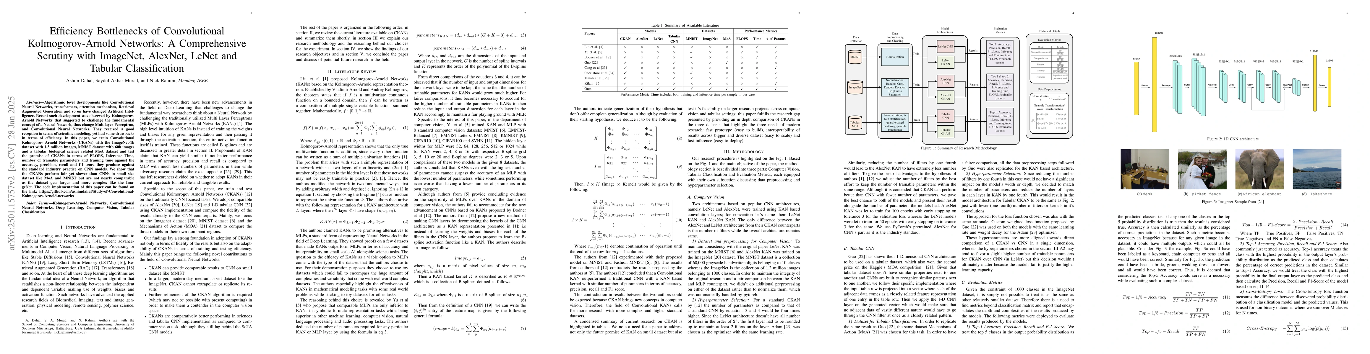 Thumbnail for Efficiency Bottlenecks of Convolutional Kolmogorov-Arnold Networks: A
  Comprehensive Scrutiny with ImageNet, AlexNet, LeNet and Tabular
  Classification