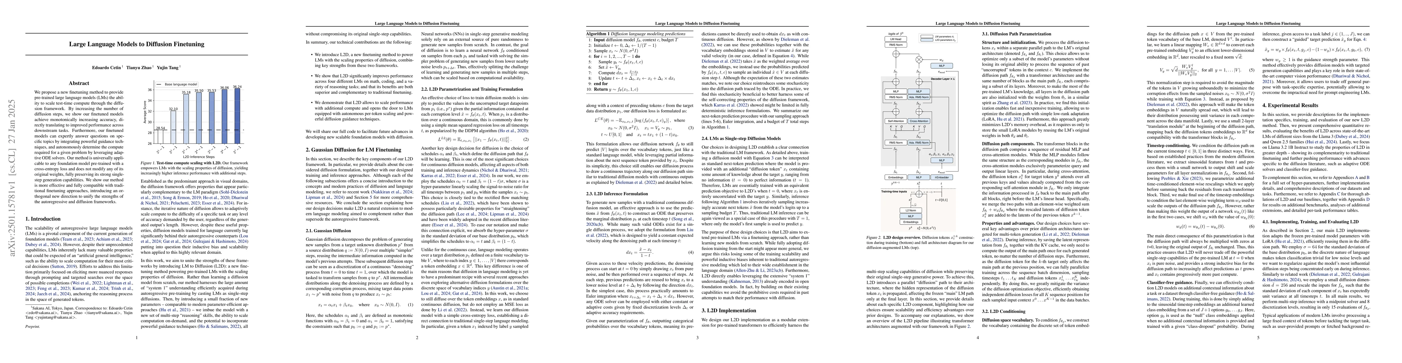 Thumbnail for Large Language Models to Diffusion Finetuning