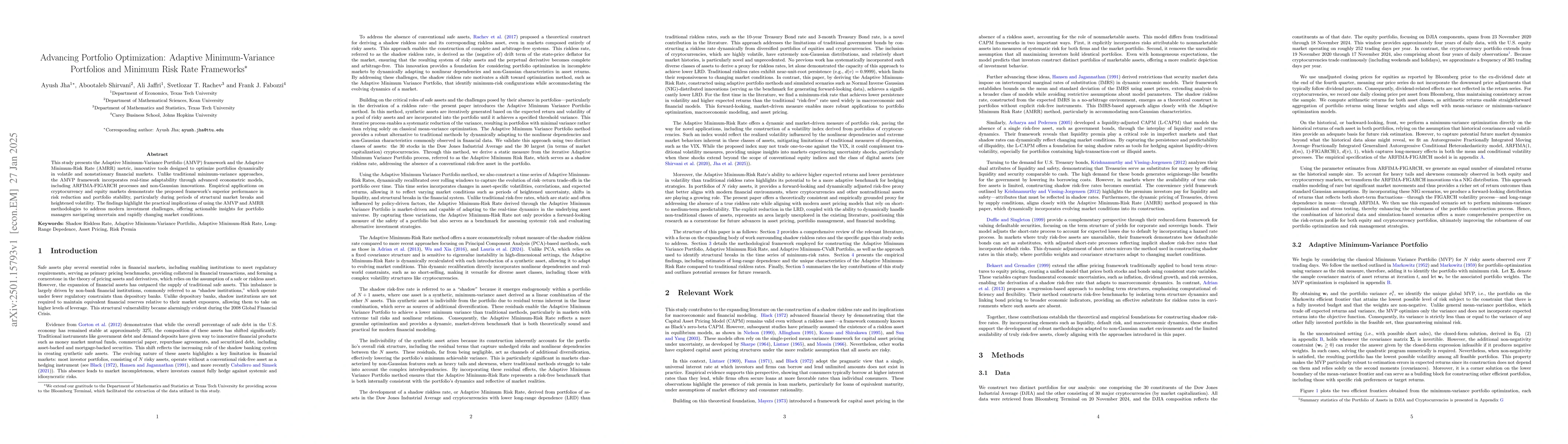 Thumbnail for Advancing Portfolio Optimization: Adaptive Minimum-Variance Portfolios
  and Minimum Risk Rate Frameworks