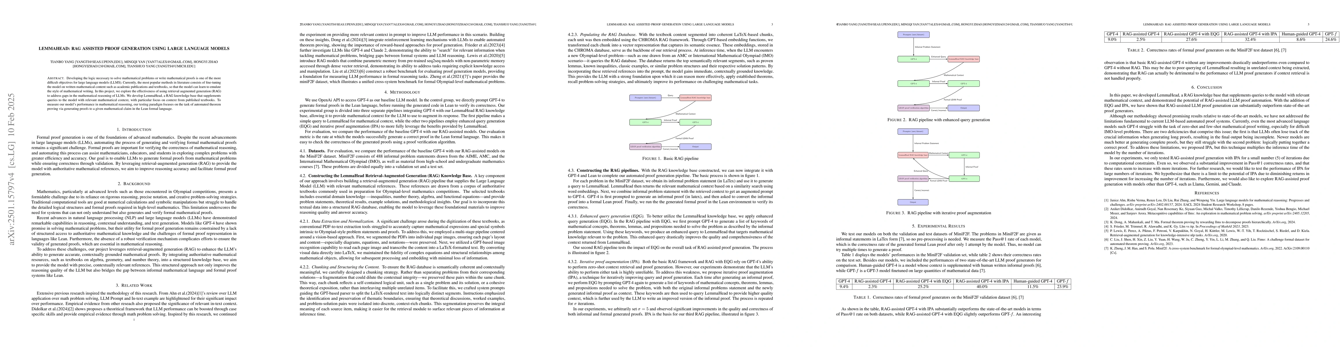 Thumbnail for LemmaHead: RAG Assisted Proof Generation Using Large Language Models