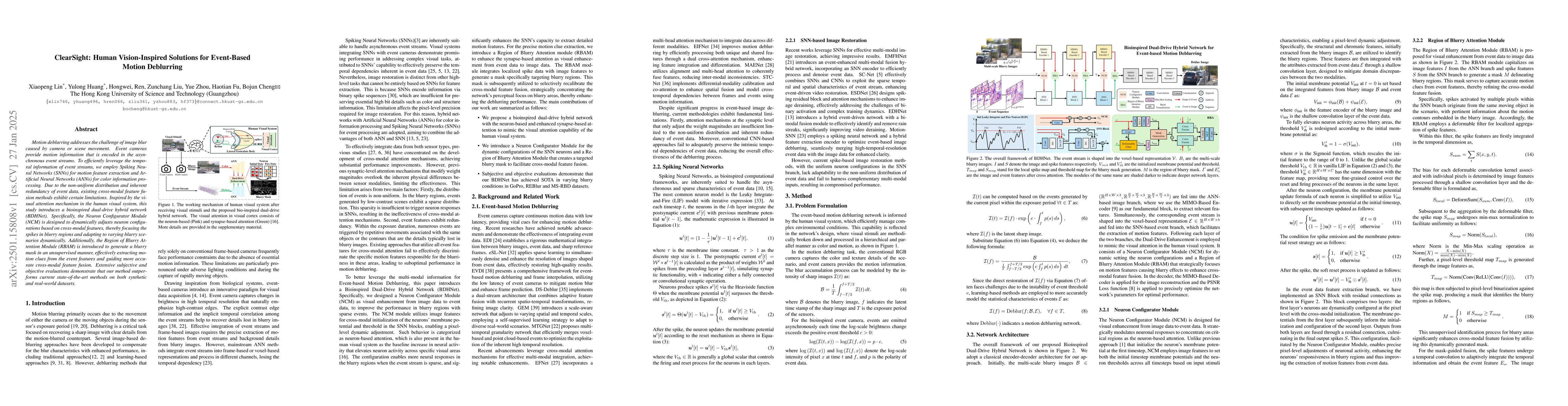Thumbnail for ClearSight: Human Vision-Inspired Solutions for Event-Based Motion
  Deblurring
