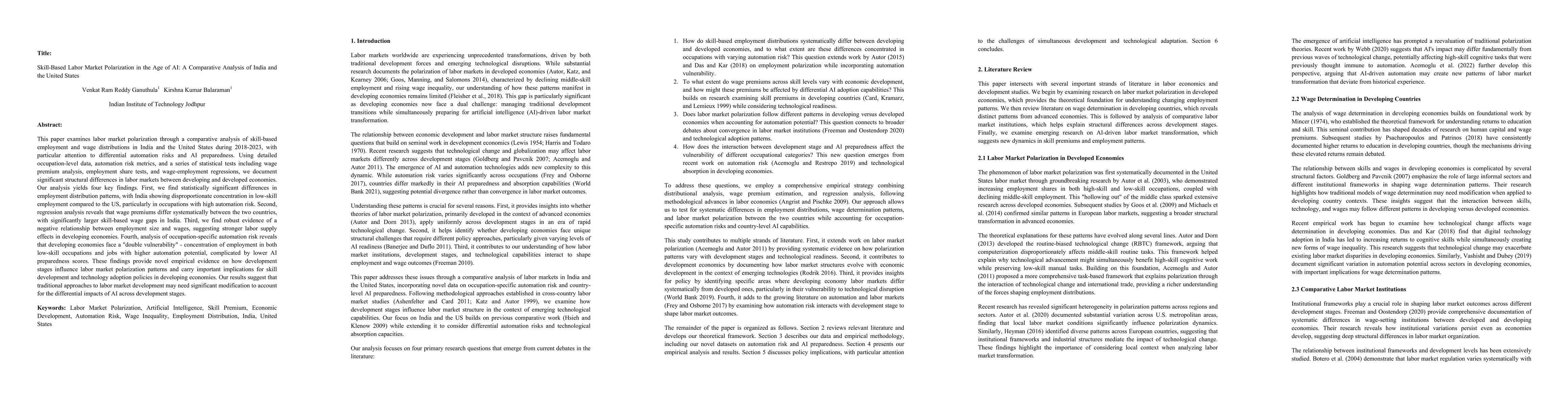 Thumbnail for Skill-Based Labor Market Polarization in the Age of AI: A Comparative
  Analysis of India and the United States