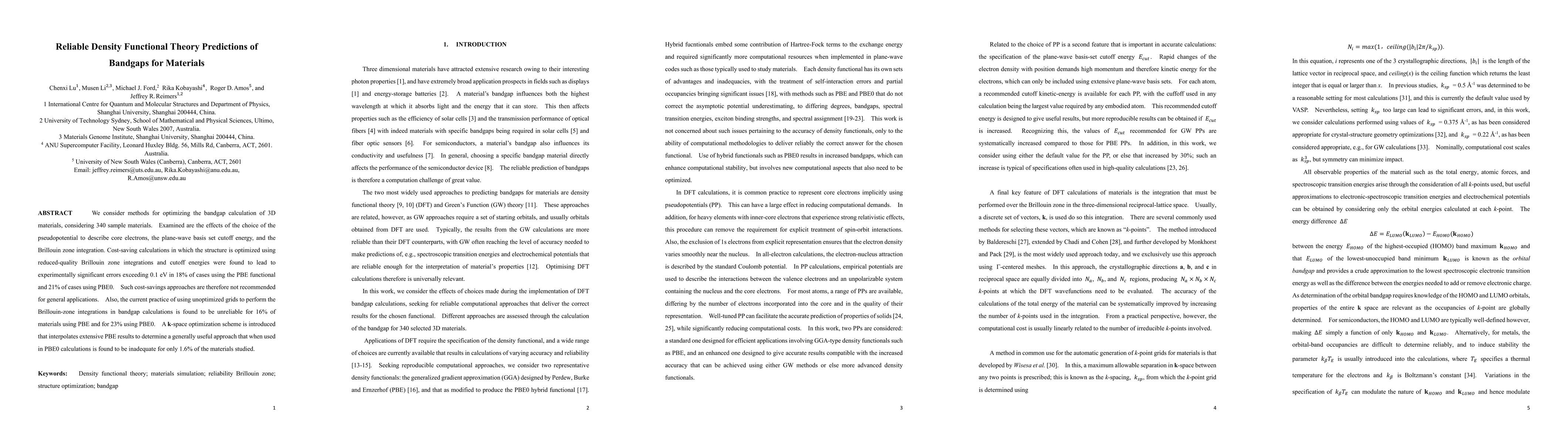 Thumbnail for Reliable Density Functional Theory Predictions of Bandgaps for Materials