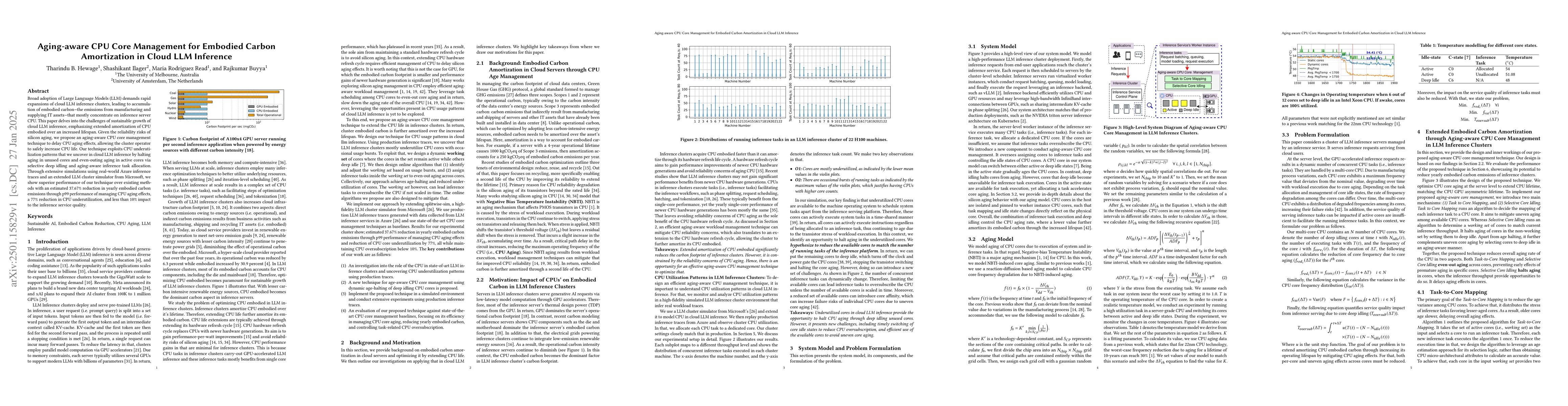 Thumbnail for Aging-aware CPU Core Management for Embodied Carbon Amortization in
  Cloud LLM Inference