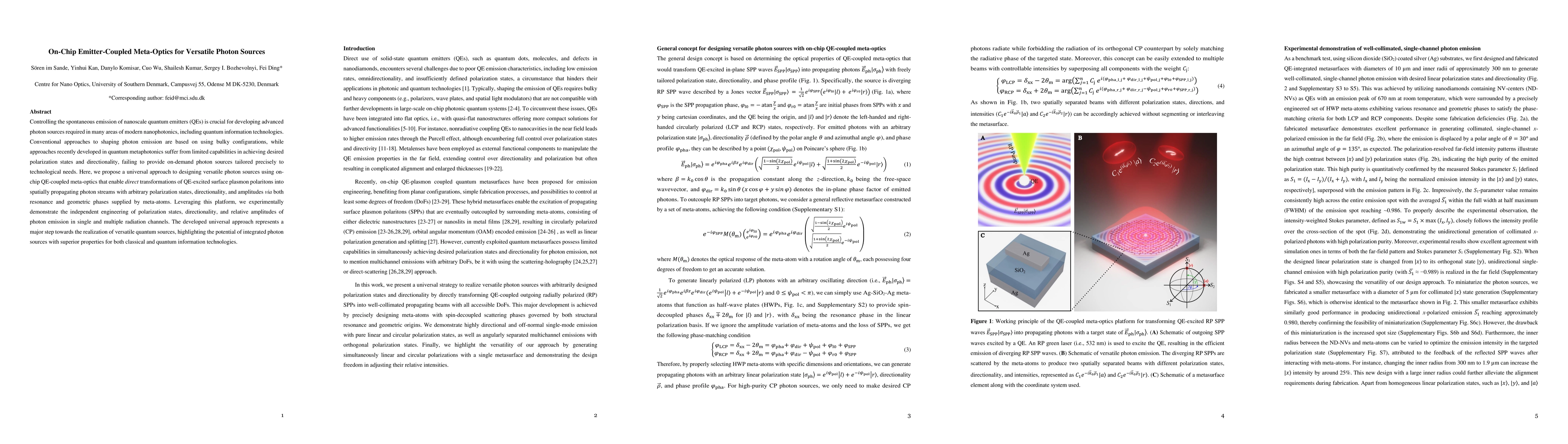 Thumbnail for On-Chip Emitter-Coupled Meta-Optics for Versatile Photon Sources