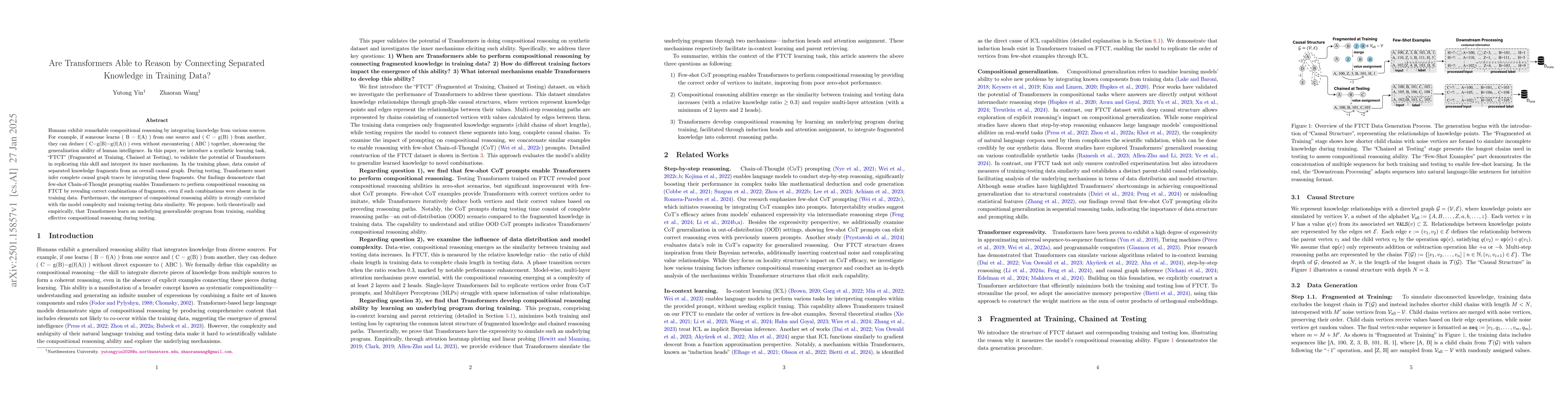 Thumbnail for Are Transformers Able to Reason by Connecting Separated Knowledge in
  Training Data?
