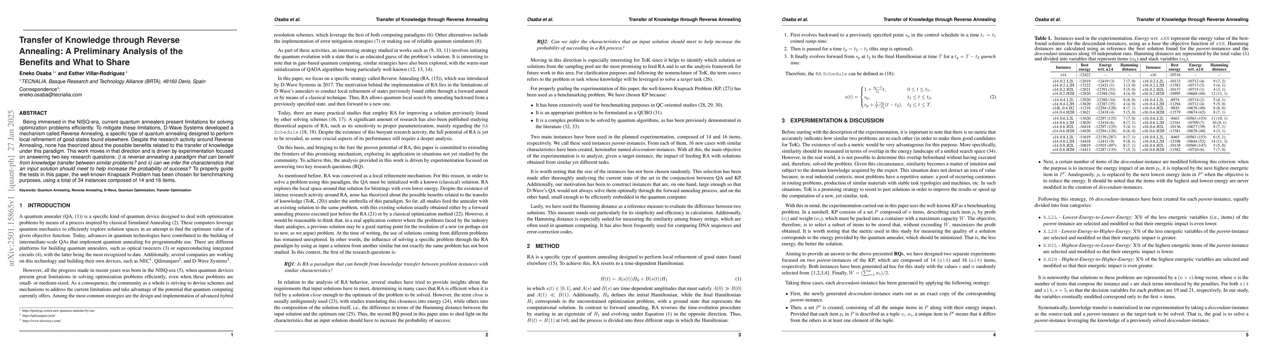 Thumbnail for Transfer of Knowledge through Reverse Annealing: A Preliminary Analysis
  of the Benefits and What to Share