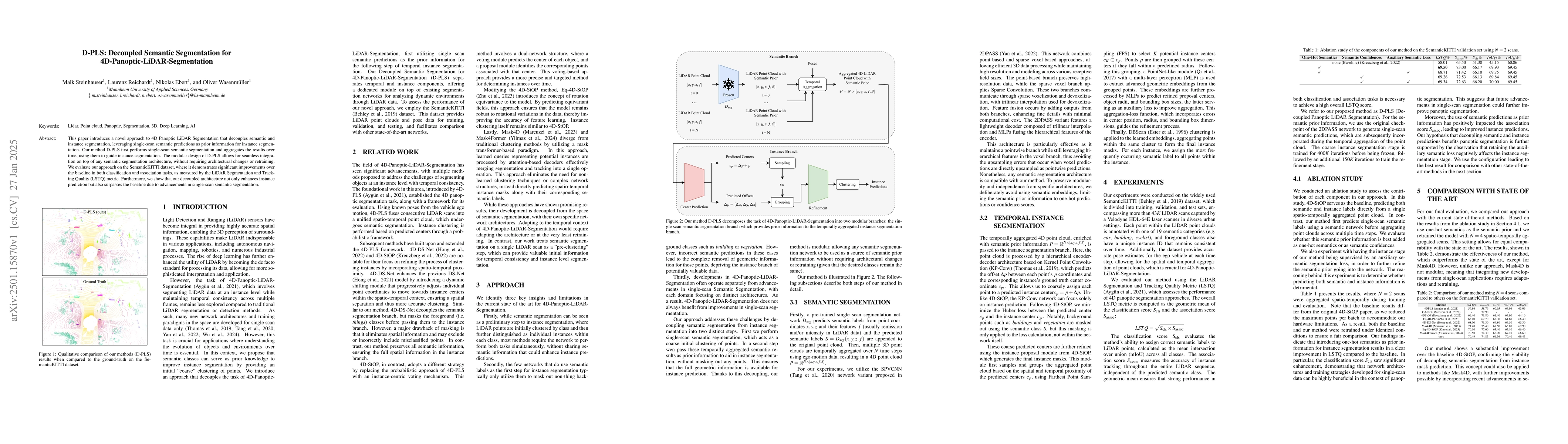 Thumbnail for D-PLS: Decoupled Semantic Segmentation for
  4D-Panoptic-LiDAR-Segmentation