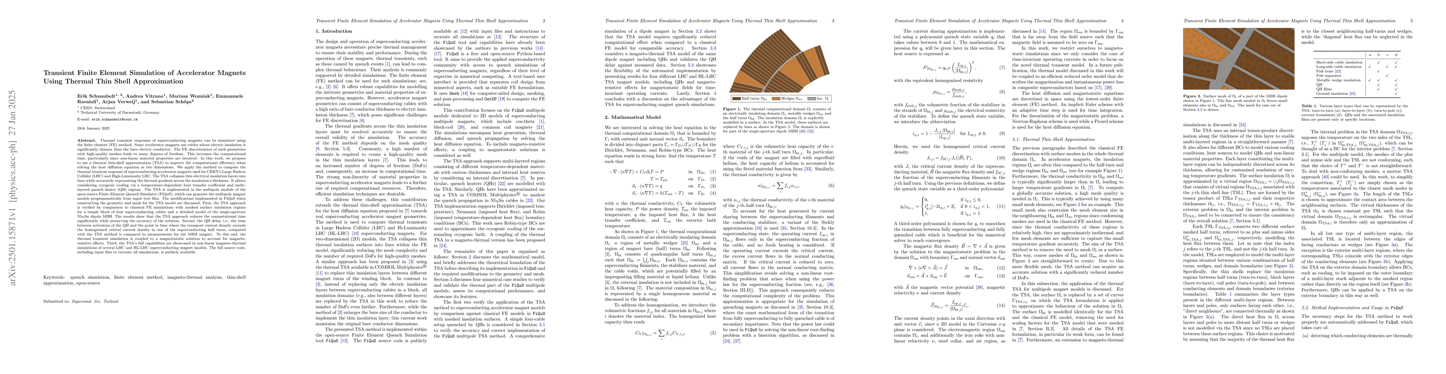 Thumbnail for Transient Finite Element Simulation of Accelerator Magnets Using Thermal
  Thin Shell Approximation
