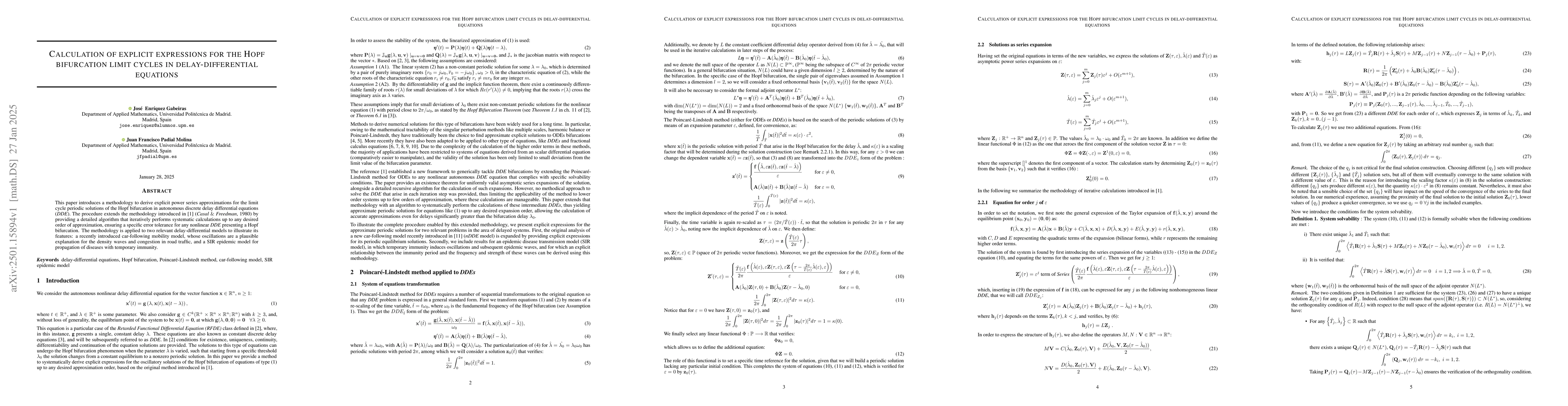Thumbnail for Calculation of explicit expressions for the Hopf bifurcation limit
  cycles in delay-differential equations