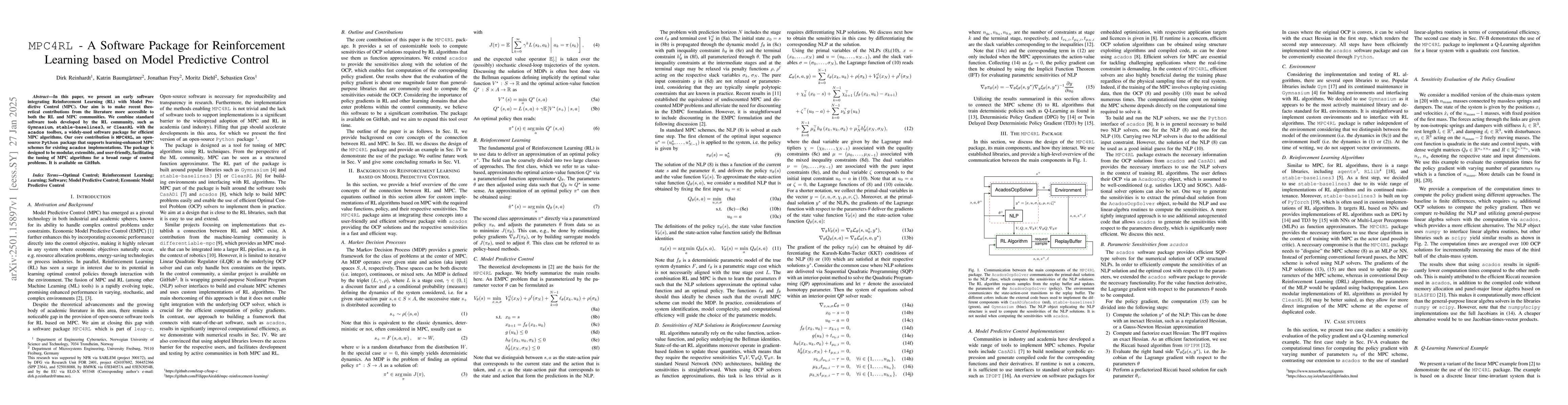 Thumbnail for MPC4RL -- A Software Package for Reinforcement Learning based on Model
  Predictive Control