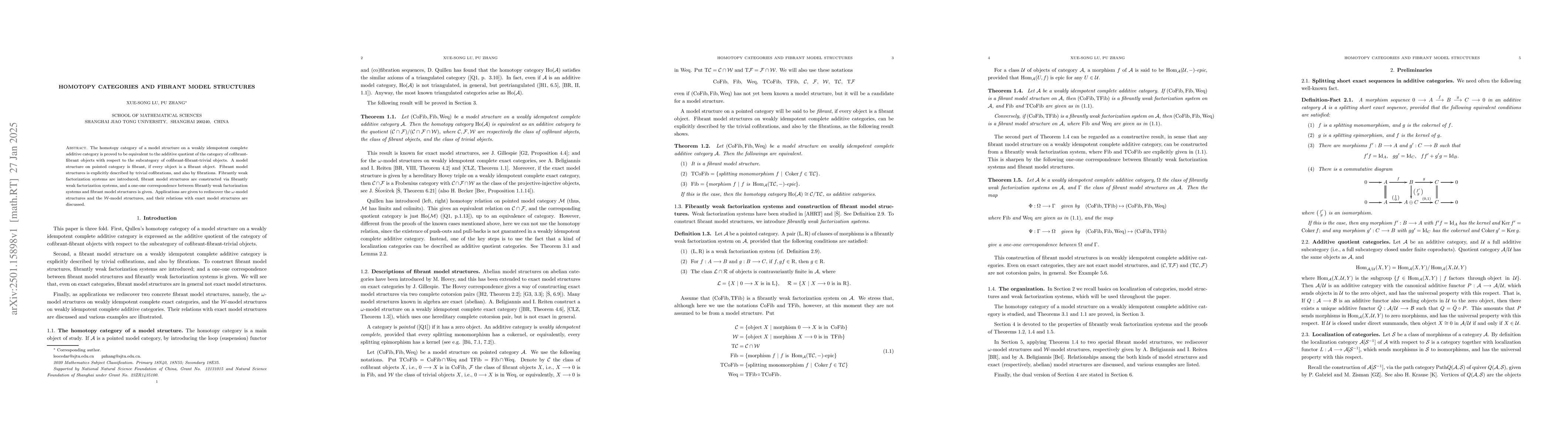 Thumbnail for Homotopy categories and fibrant model structures