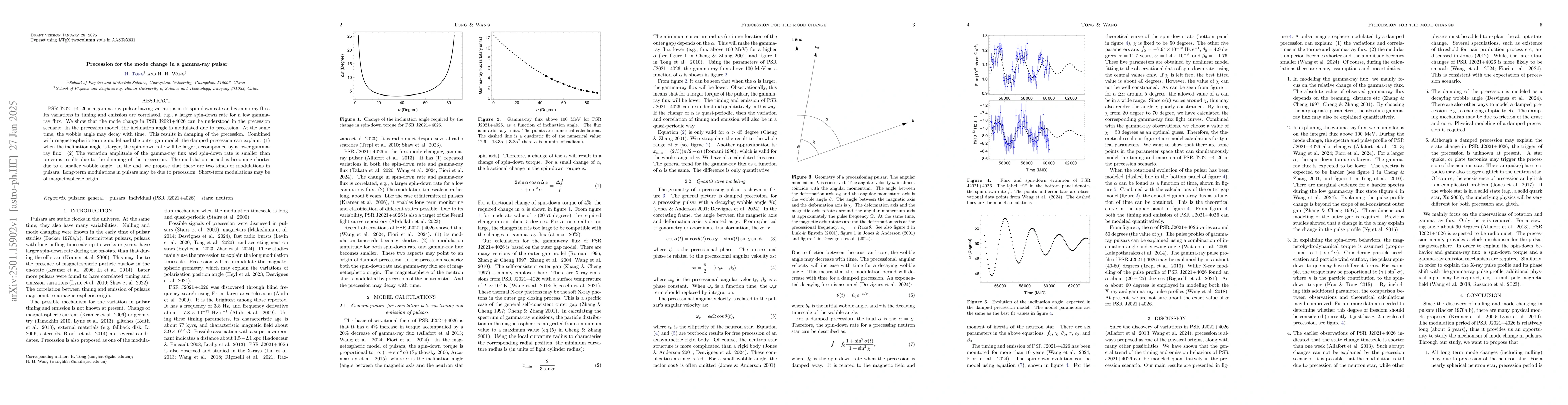 Thumbnail for Precession for the mode change in a gamma-ray pulsar