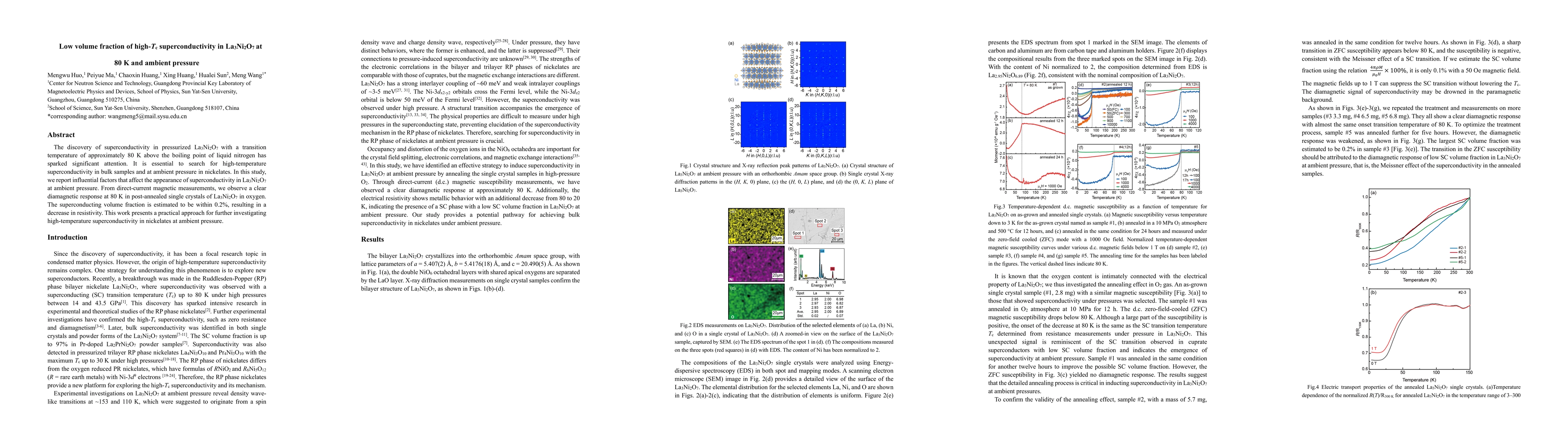 Thumbnail for Low volume fraction of high-Tc superconductivity in La3Ni2O7 at 80 K and
  ambient pressure