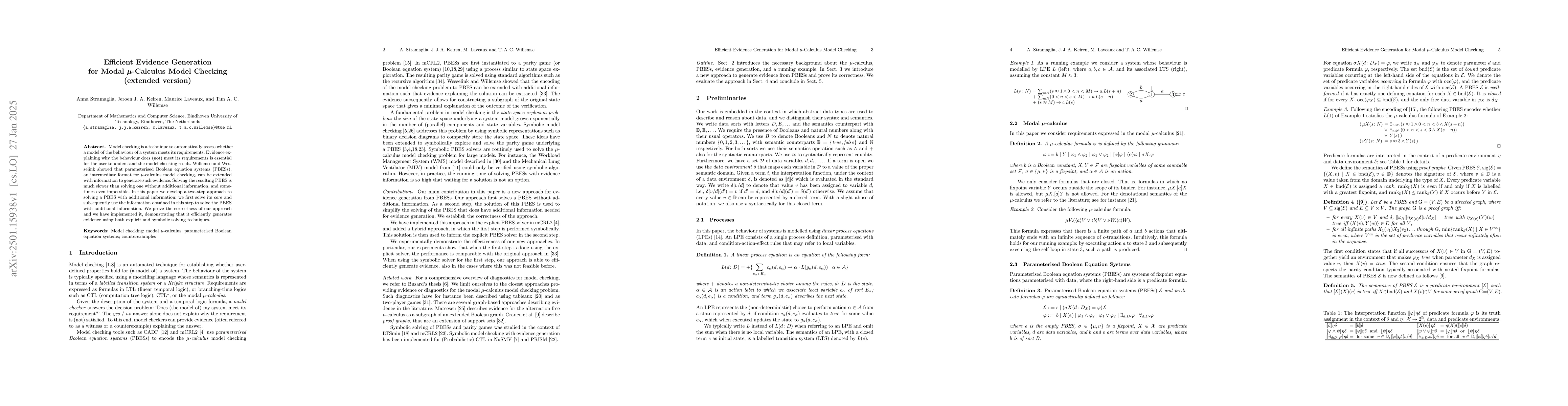 Thumbnail for Efficient Evidence Generation for Modal $μ$-Calculus Model Checking
  (extended version)