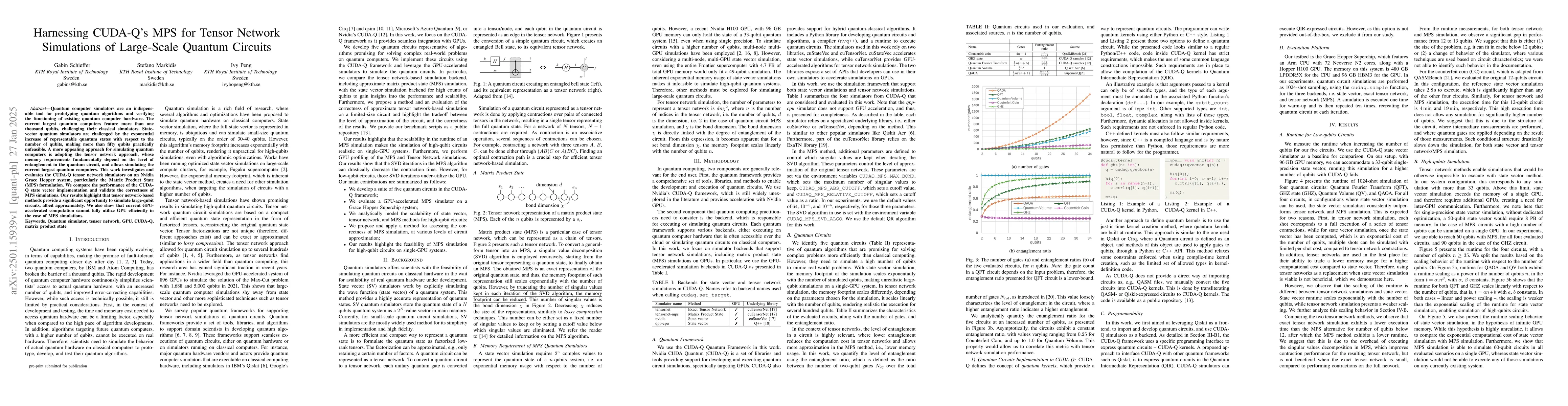 Thumbnail for Harnessing CUDA-Q's MPS for Tensor Network Simulations of Large-Scale
  Quantum Circuits