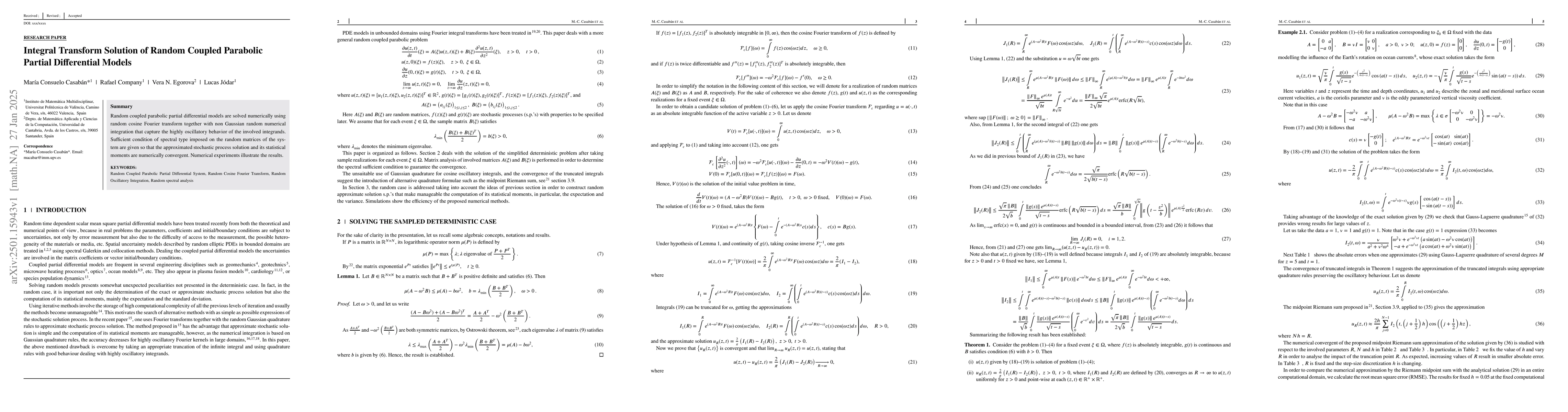 Thumbnail for Integral Transform Solution of Random Coupled Parabolic Partial
  Differential Models