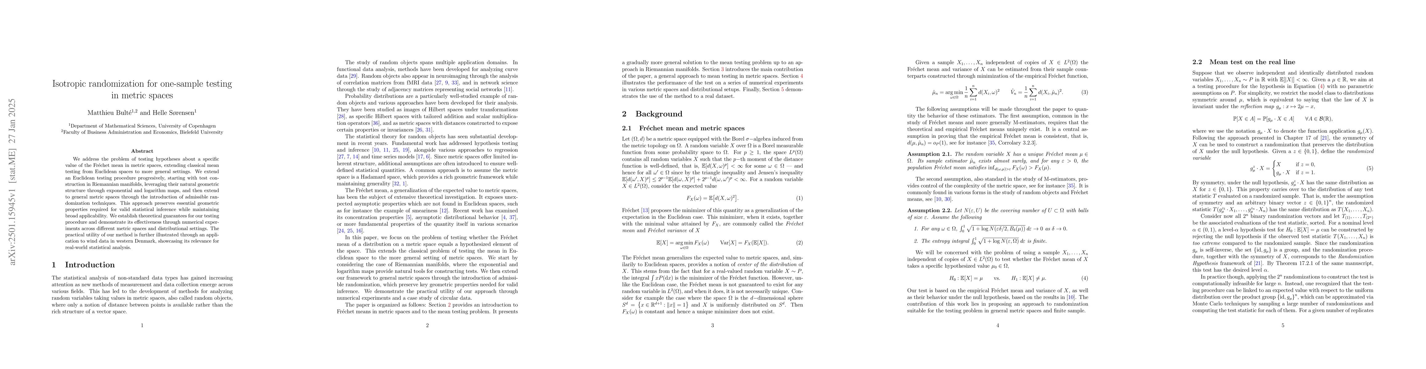 Thumbnail for Isotropic randomization for one-sample testing in metric spaces