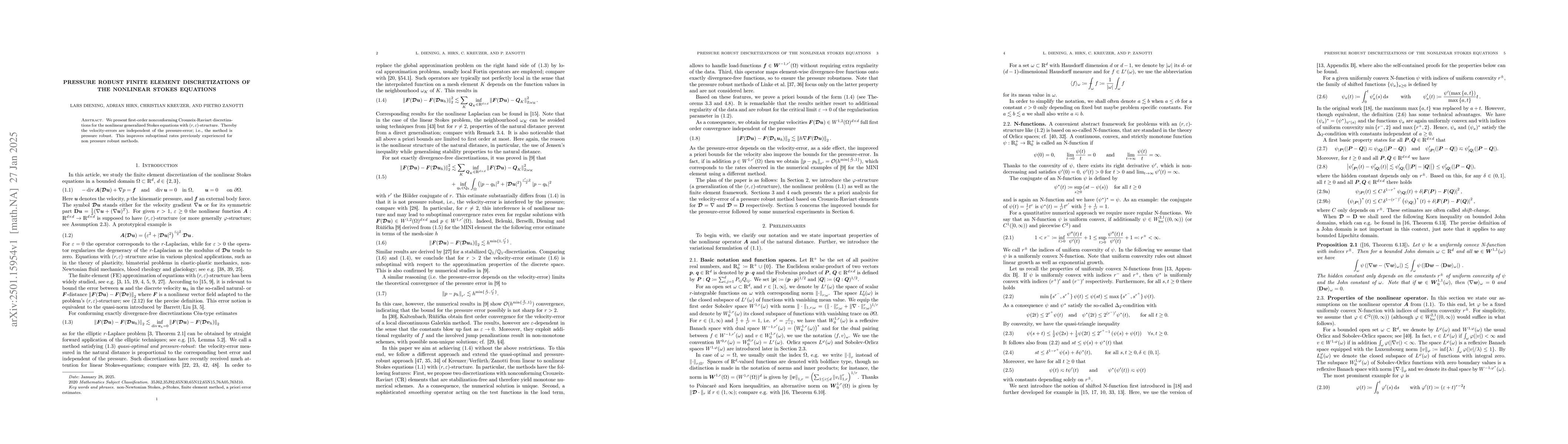 Thumbnail for Pressure robust finite element discretizations of the nonlinear Stokes
  equations