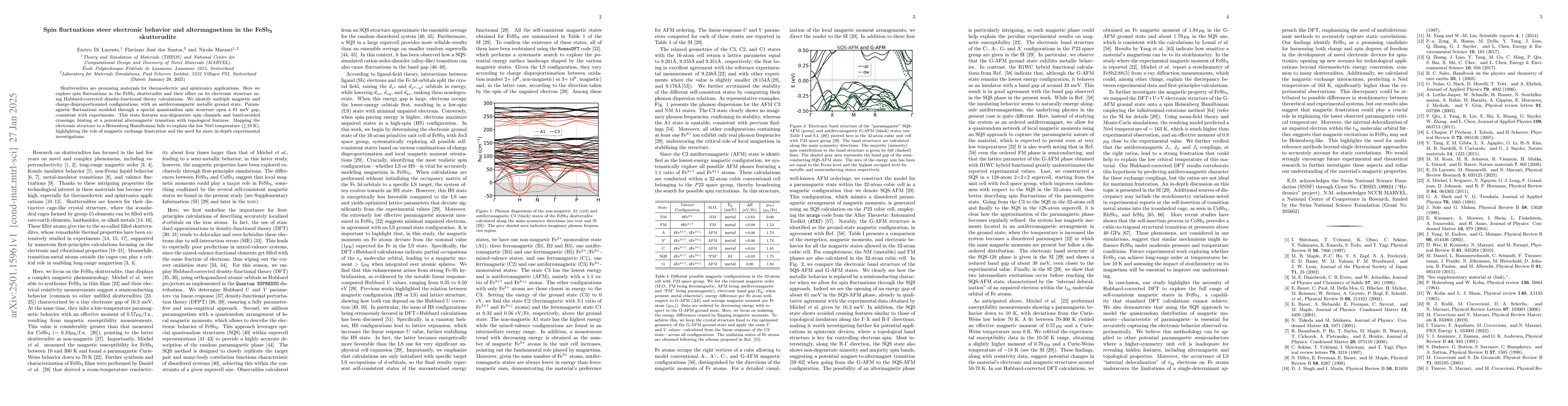 Thumbnail for Spin fluctuations steer electronic behavior and altermagnetism in the
  FeSb$_{3}$ skutterudite