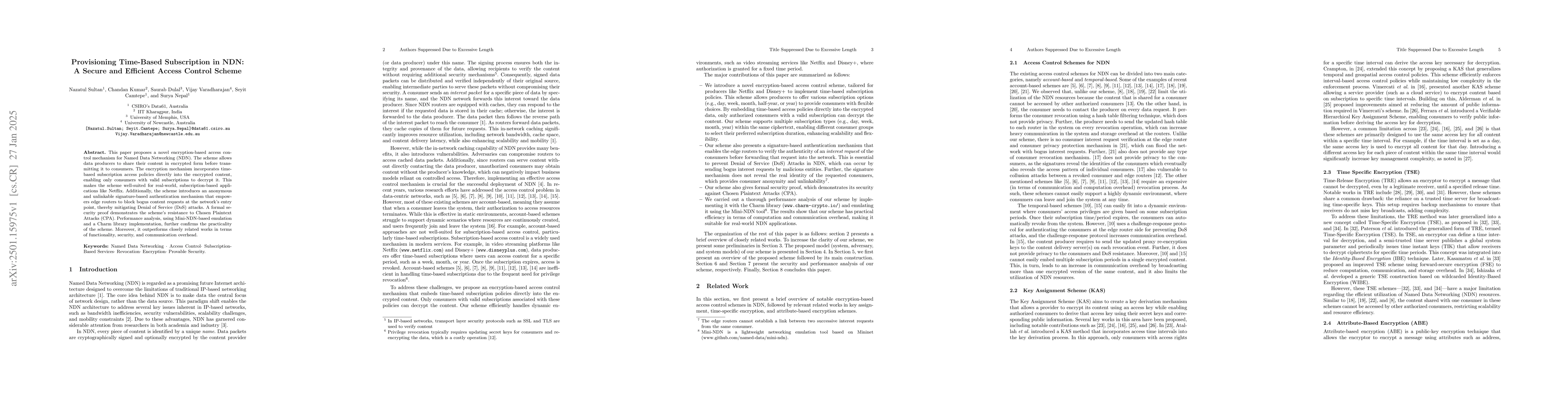 Thumbnail for Provisioning Time-Based Subscription in NDN: A Secure and Efficient
  Access Control Scheme