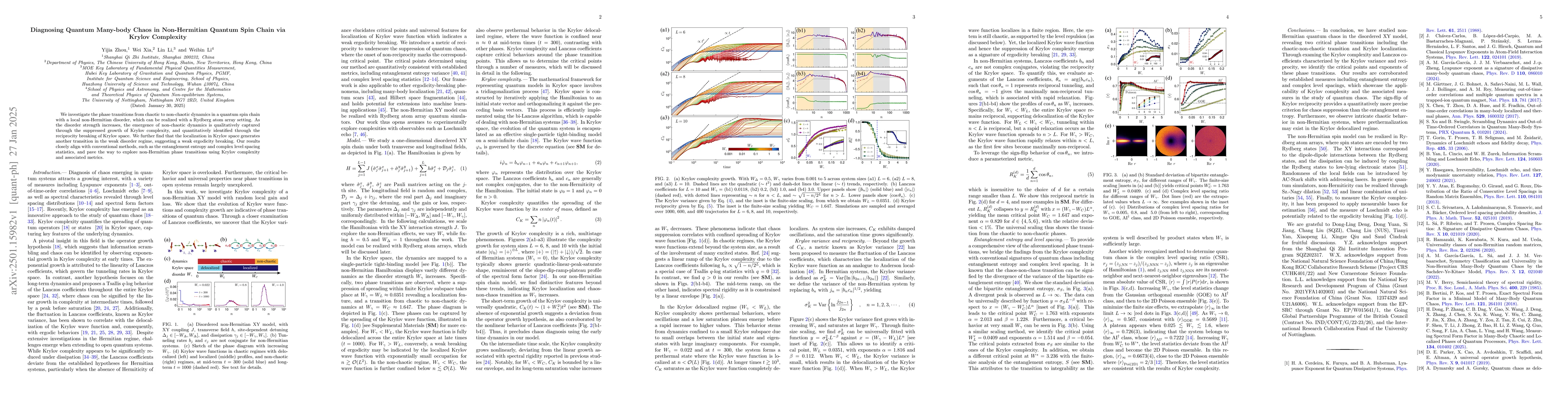 Thumbnail for Diagnosing Quantum Many-body Chaos in Non-Hermitian Quantum Spin Chain
  via Krylov Complexity