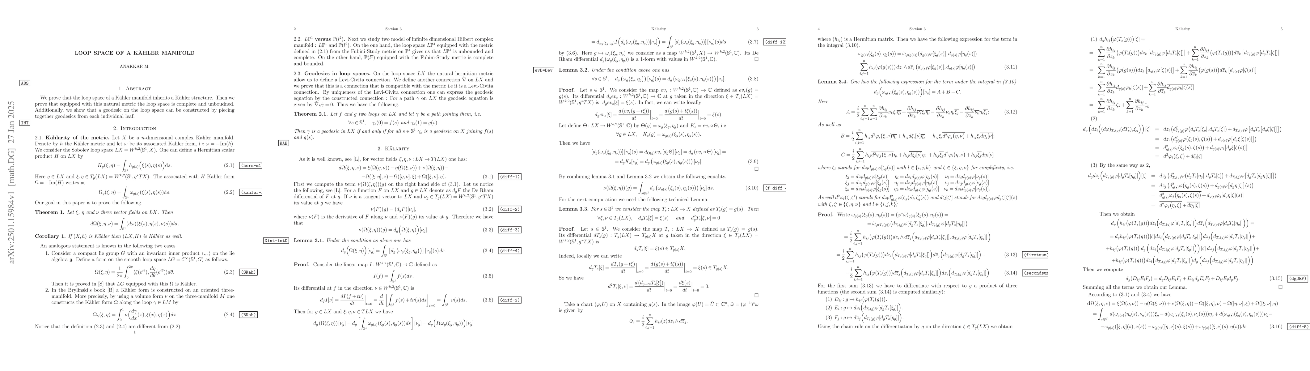 Thumbnail for Loop space of a Kähler manifold