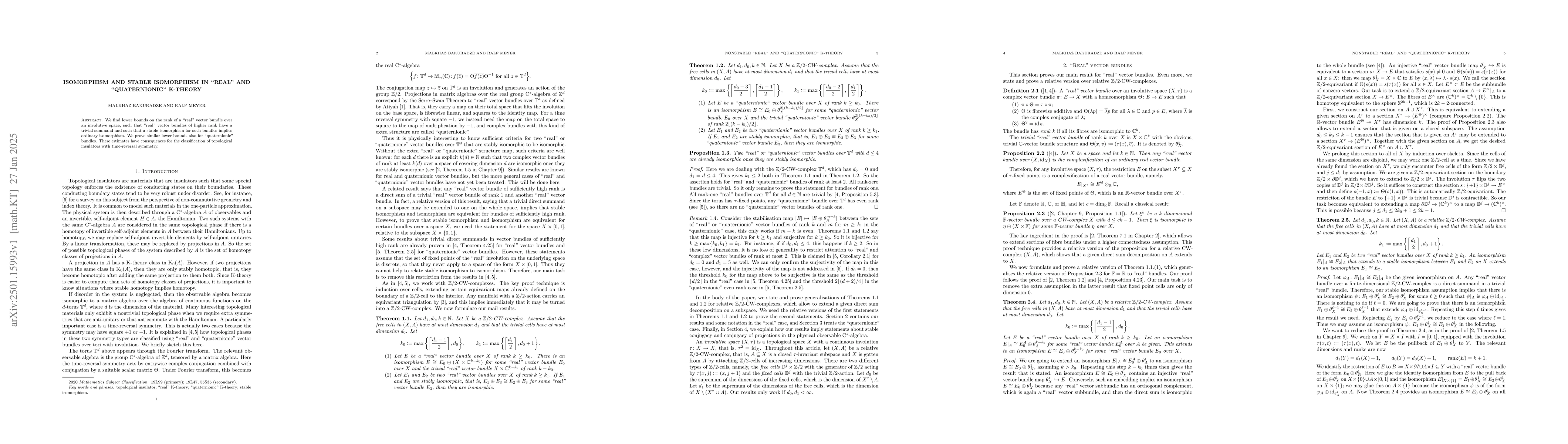 Thumbnail for Isomorphism and stable isomorphism in "real" and "quaternionic" K-theory
