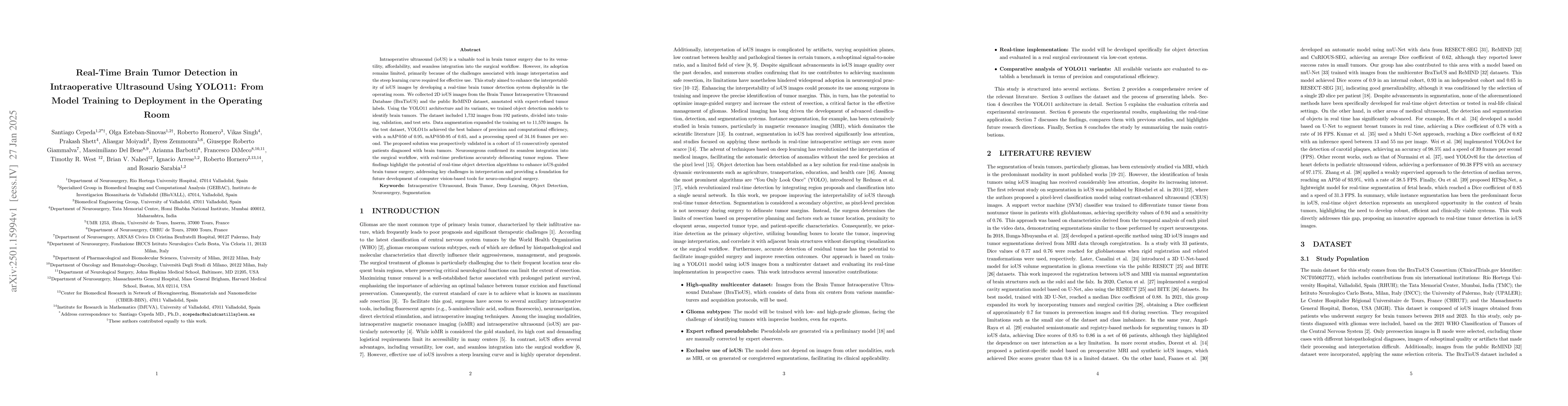 Thumbnail for Real-Time Brain Tumor Detection in Intraoperative Ultrasound Using
  YOLO11: From Model Training to Deployment in the Operating Room
